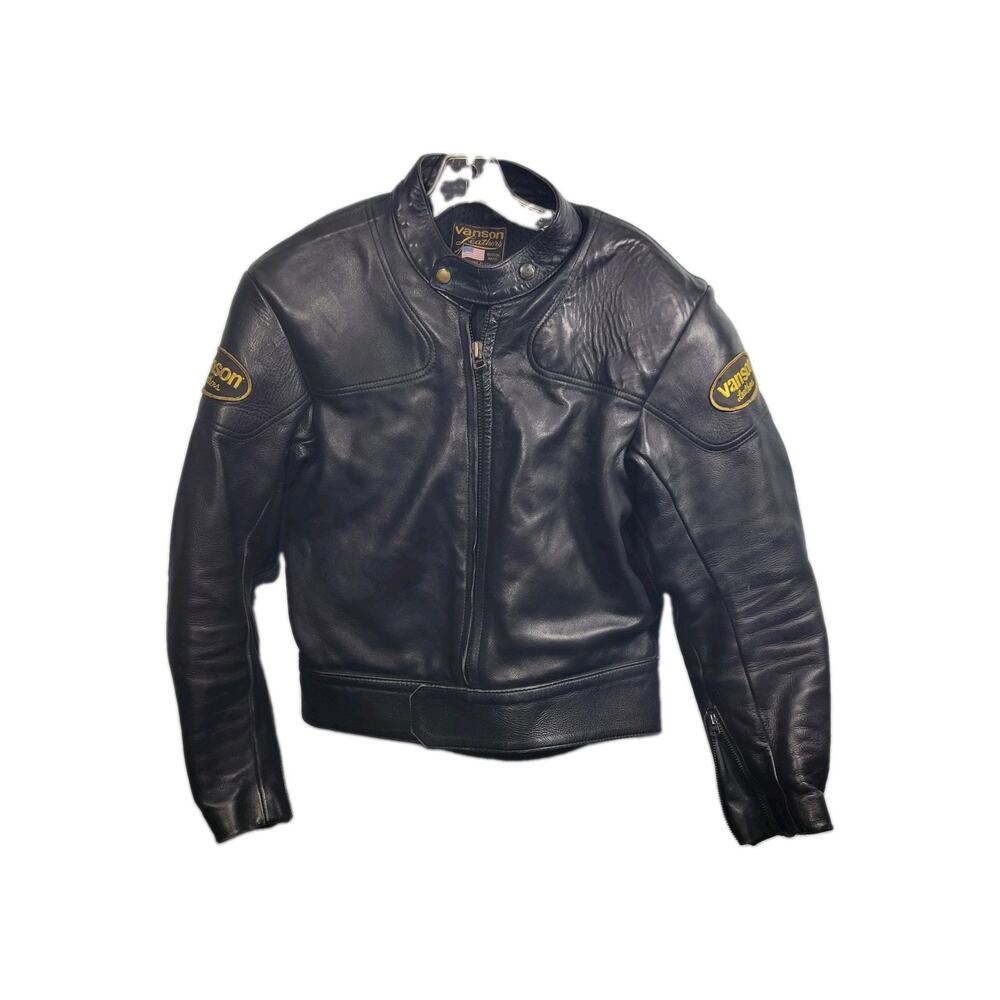 Vanson Leathers Cafe Racer Motorcycle Jacket Size 44 7526-1Clo4